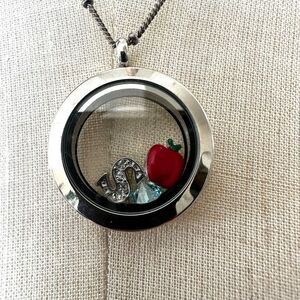 Origami Owl silver tone  apple S locket necklace